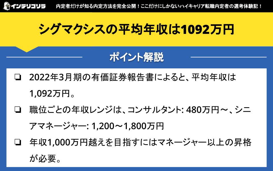 シグマクシスの平均年収は1092万円