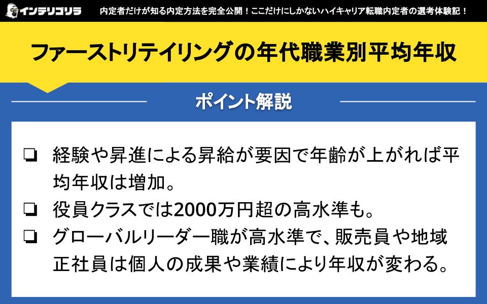 ファーストリテイリングの年代職業別平均年収